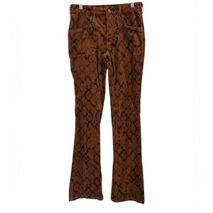 Anthropologie Pilcro Flare Leg Corduroy Mid Rise Brown Printed Jeans Pants - 27T